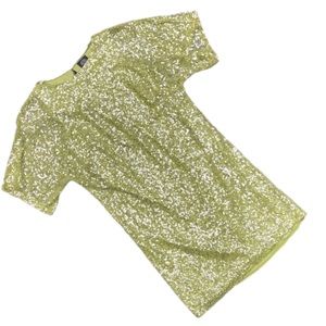 VINCE CAMUTO Yellow Sequin Crew Short Sleeve Dress